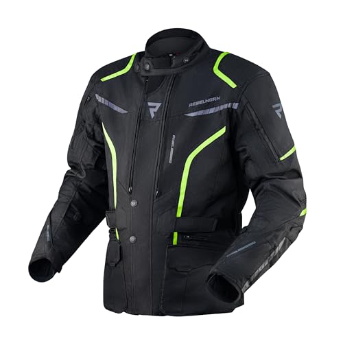 REBELHORN Hiker III Motorradjacke Herren | Textil | Reissa Membran | Ellbogen und Schulterprotektoren Stufe 2 | Rückenprotektor Tasche | 10 Belüftungskanäle