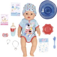 BABY Born Soft Touch Boy 43cm mit magischem Schnuller - Realistische Puppe mit lebensechten Funktionen - weich im Griff, flexibler Körper - isst, schläft, weint - 11 Accessoires - blau