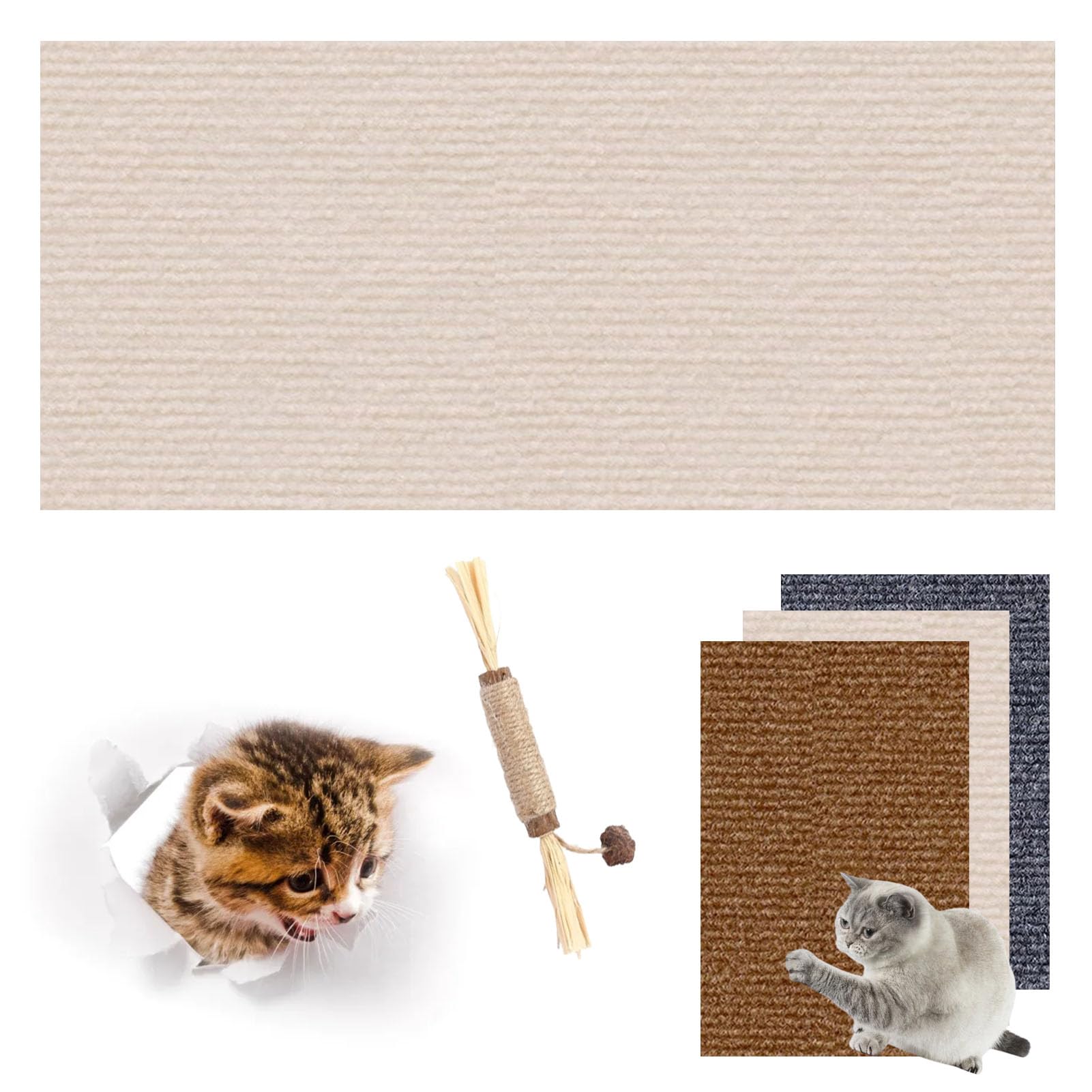 Kratzmatte Selbstklebend, Katzen Kratzmatte Selbstklebend, Kratzmatten FüR Katzen, DIY Climbing Cat Scratcher, Kratzpads FüR Katzen, KratzmöGlichkeiten FüR Katzen (24 * 40in,Khaki)