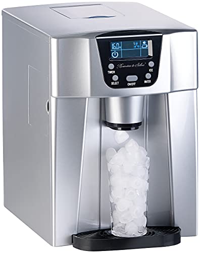 Rosenstein & Söhne Eiswürfel-Bereiter: Premium-Eiswürfelmaschine mit Eiswürfel- & Kaltwasserspender, 2 Liter (Eiswürfelmaschine eckige Eiswürfel)