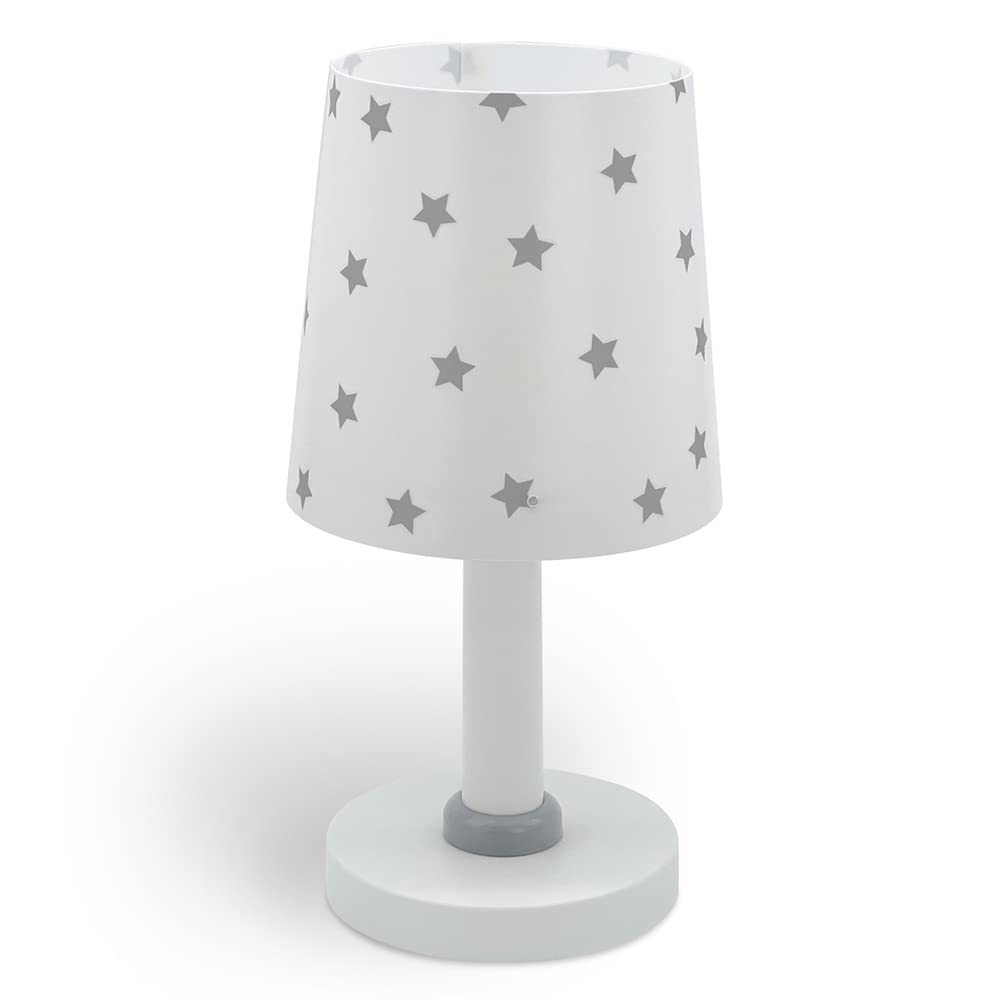 Dalber Kinder Tischlampe Nachttischlampe kinderzimmer Star Light Sterne Weiß Grau 82211B, E14