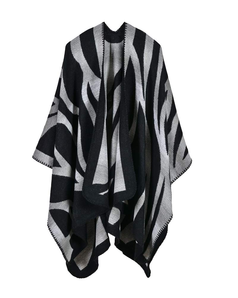 Damen Verdickter Nepal Stil Decke Schal wickeln Poncho Cape gemütliche Faux Cashmere oversized Tartan Schals ，Verdickter Warm bleiben Cape Schal D Stil