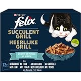 FELIX En Sauce | ausgewachsene Katze | Auswahl von Lachs, Thunfisch, Kabeljau, Karrelett, 6 Stück | 12 x 80 g | Frischebeutel