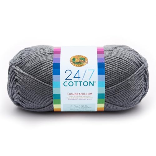 Lion Brand Yarn Company Cotton Yarn, 100 Percent Cotton, Silver