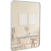 Terra Home Wandspiegel - Rechteckig, 60x80 cm, Silber, Modern, Metallrahmen Spiegel - für Flur, Wohnzimmer, Bad oder Garderobe