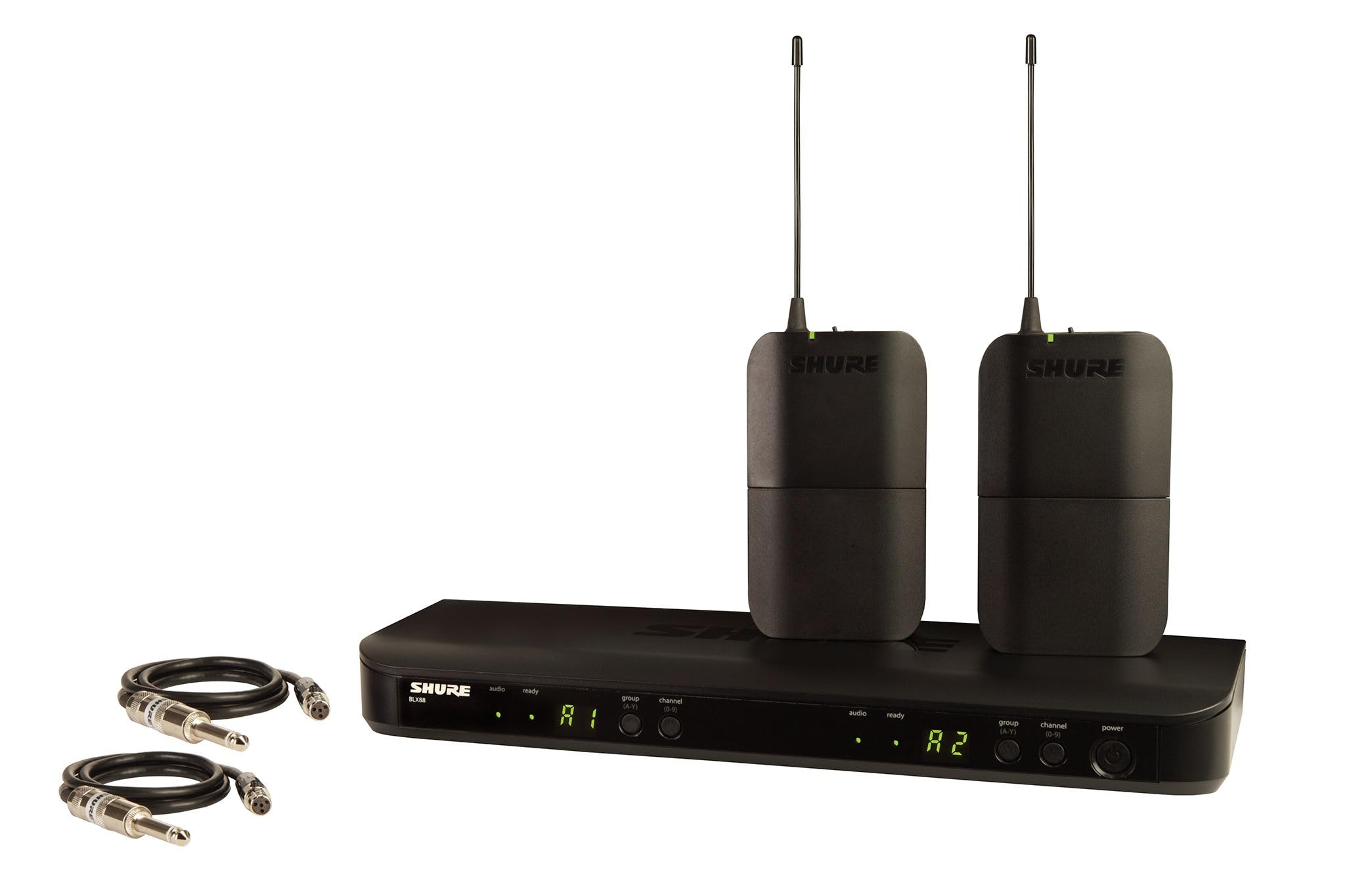 Shure BLX188/CVL UHF Wireless Mikrofonsystem - Perfekt für Interviews, Präsentationen - 14-Stunden-Batterielaufzeit, 100m Reichweite | Enthält (2) Lavalier-Mikrofone, Dual-Channel-Empfänger | K14 Band