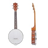 Banjos, Reise-Banjo, Banjo-Set mit BJ10-Saiten Capo-Reinigungstuch, 4-saitige Konzert-Ukulele, Banjo-Ukulele aus Ahorn-Palisander für Anfänger