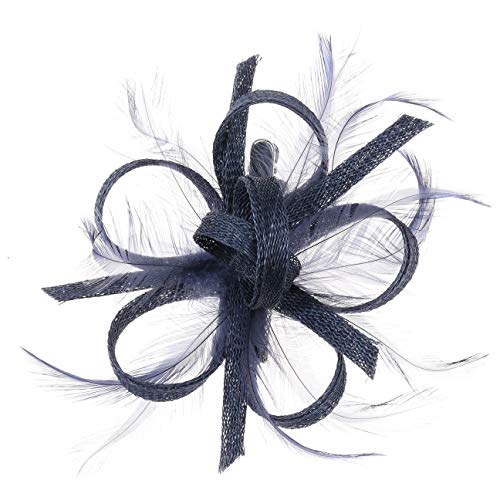 McBURN Clip Fascinator Haarschmuck Kopfschmuck Anlasshut Damen - Made in Italy Frühling-Sommer - One Size dunkelblau