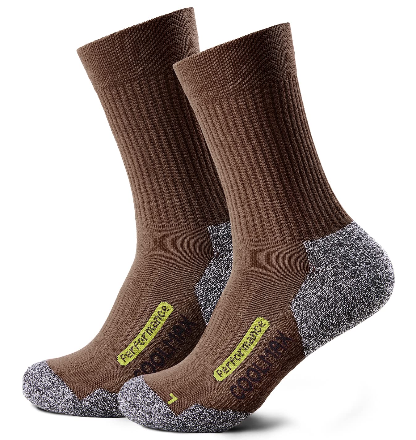 Piarini 2 Paar Coolmax Wandersocken Outdoorsocken Funktionssocken lang braun 35-38