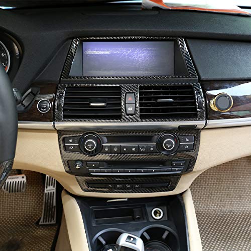 LLKUANG Weiche Karbonfaser Auto Innenraum Navigation Rahmen Zierleisten Aufkleber für BMW X5 E70 X6 E71 2008-2013