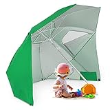 di volio Sonnenschirm 2 in 1 Strandschirm Standschiirm mit Fenster und Windschutz - UV-beständiges Material (grün)