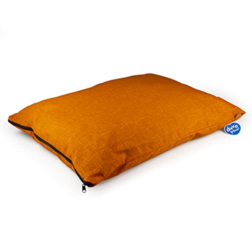 Duvoplus, Kissen mit Reißverschluss, Velvet Tangerine, 120 x 80 x 18 cm, Orange, gepolstertes Kissen für Hunde, waschbar bei 30 °C, Elegantes Design, geeignet für den Korb, Bequeme Position