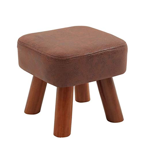 Kleiner Fußhocker Wohnzimmer, Kunstleder gepolsterter Fußhocker mit Holzbeinen Wechselschuhhocker für Wohnzimmer Schlafzimmer Fußhocker Pouffes Stuhl