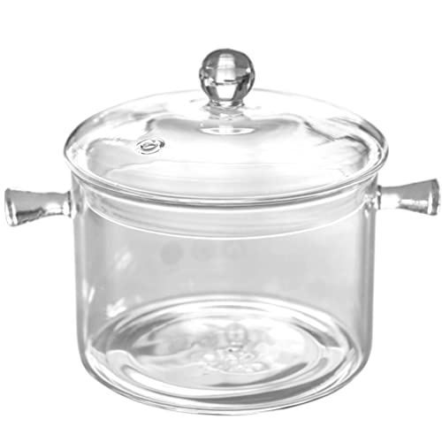 Kochtopf mit Deckel – Suppentopf Kochtopf Schmortopf Doppelgriff Simmertopf Transparente Nudelschüssel Suppenbehälter, 1,5 l (Color : Transparent, Size : 1.5L)