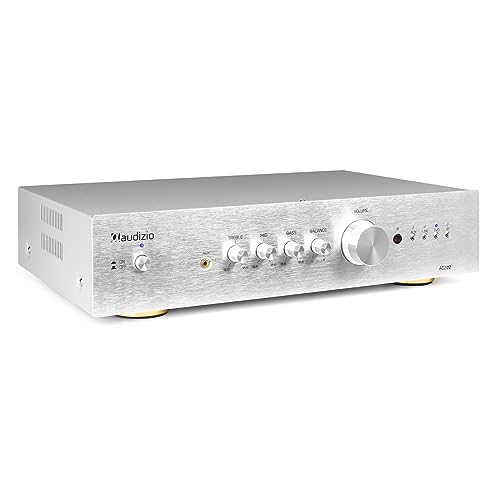 Audizio AD200A - HiFi-Stereo-Verstärker 2 x 200 Watt, Bluetooth Verstärker für Lautsprecher und Hifi Anlage, Amplifier, Hifi-Verstärker, Audio Verstärker mit Bluetooth Funktion, Silber