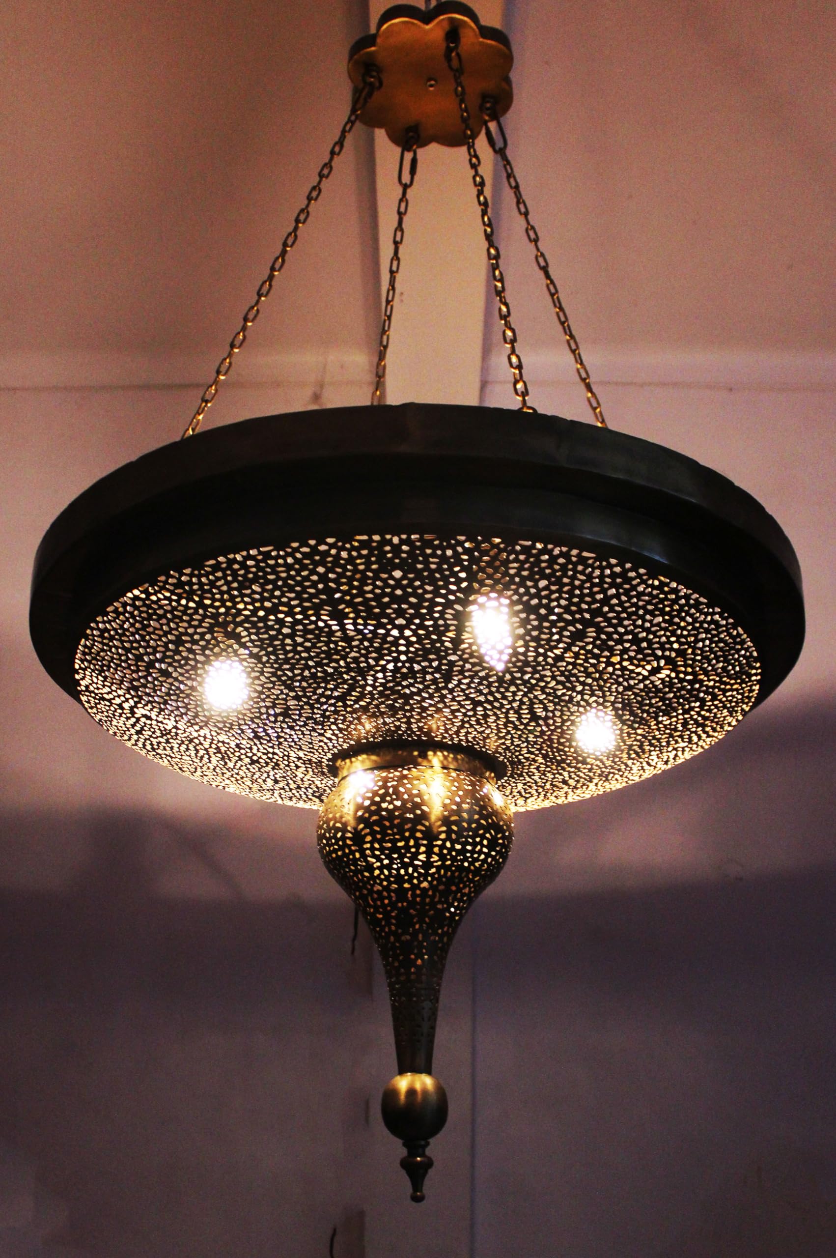 Marokkanische orientalische Orient arabische grosse Messing Lampe Hängeleuchte Leuchte Deckenlampe Messinglampe Azim - XXL 81cm