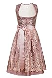 Edelnice Trachtenmode Exklusives Designer Midi Dirndl Madeleine inkl. Spitzen Dirndlschürze und Charivari Gr. 32-52, Rosa, 44