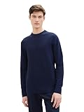 Tom Tailor Denim Herren Basic Strick-Pullover mit Struktur, 34590 - Dark Blueberry, M