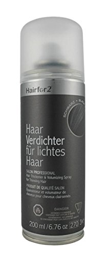 Hairfor2 Haarverdichtungsspray gegen lichtes Haar | Haarpuder | Streuhaar | Haarauffüller | Haarausfall | Haarverdichter (200ml, Schwarz)