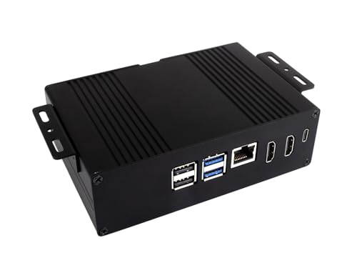 waveshare Multifunktionales All-in-One-Mini-Computer-Kit für Raspberry Pi 5, Gehäuse aus Aluminiumlegierung + Pi5 HDMI- und Typ-C-Adapter + PCIe auf M.2-Platine