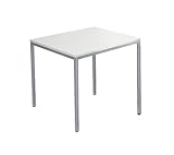 SCHÄFER SHOP Pure Schreibtisch, Quadratrohrfuß Arbeitstisch, B 80 x T 80 x H 72 cm, Bürotisch mit Tischplatte, Mehrzwecktisch quadratisch in lichtgrau/Gestell in weißaluminium