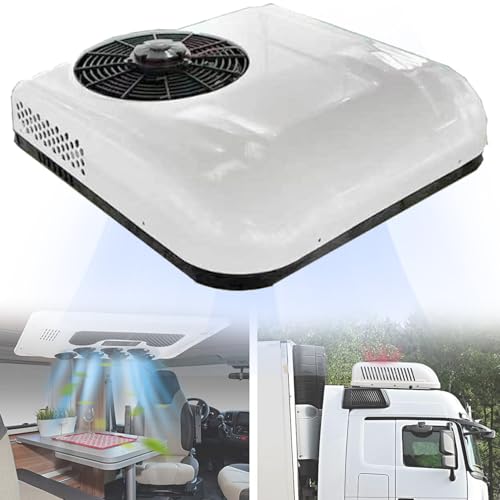 Qiang 12V/24V Klimaanlage All-in-One-Wohnmobil-Dachklimaanlage 850 W Hocheffiziente Kühlung - Geräuscharm für Auto Wohnmobil Wohnwagen Wohnmobil Bagger LKW Bus Van,White-12V