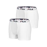 Fila 4er Vorteilspack Herren Boxershorts - Logo Pants - Einfarbig - viele Farben (Weiß, L - 4er Pack)