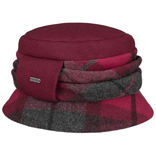 McBurn Damenhut Agnes Karo Fuggerhut Damen - Made in Italy Wolle kariert mit Futter, Futter Herbst-Winter - One Size Bordeaux