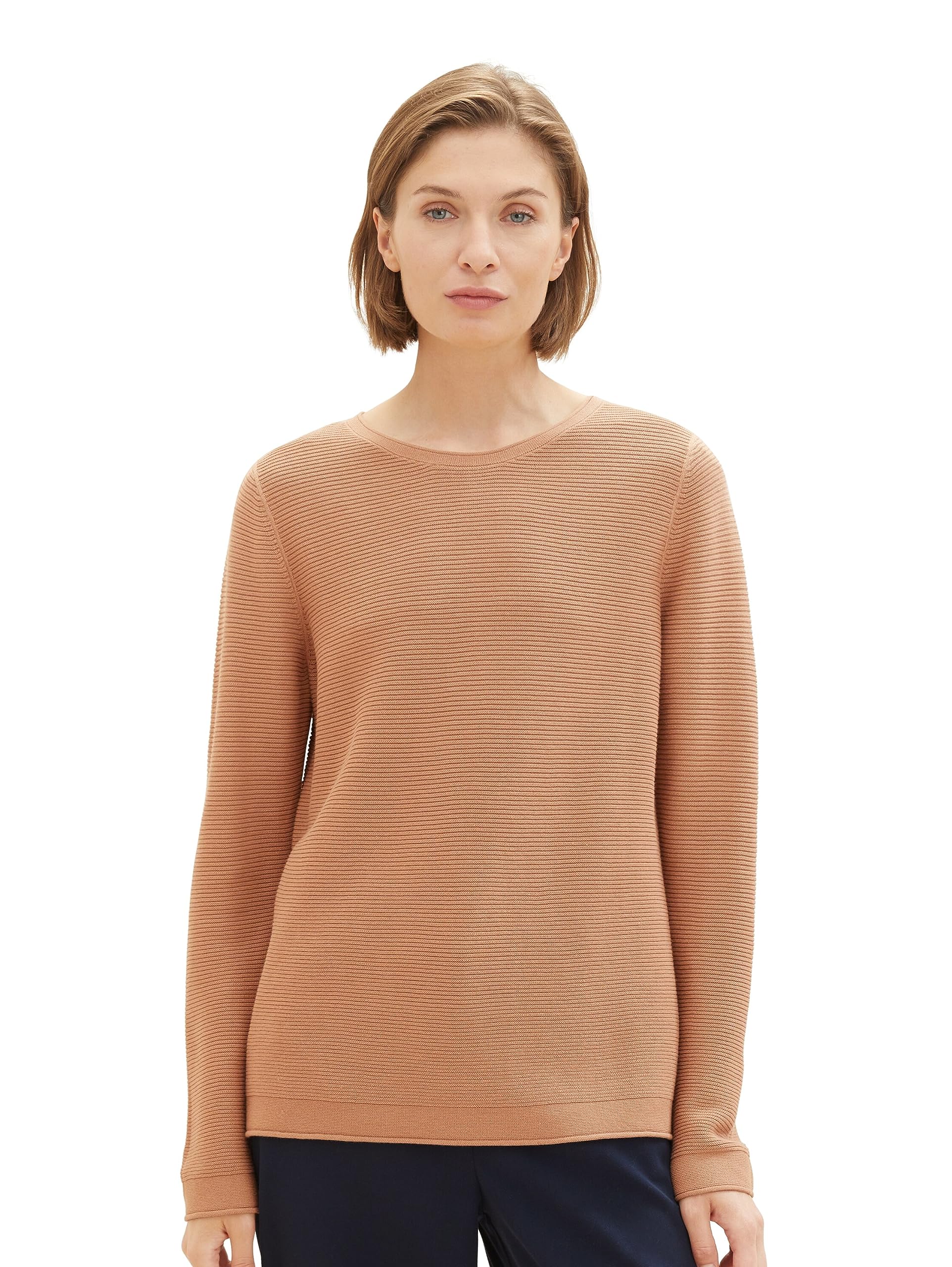 TOM TAILOR Damen Basic Strickpullover aus Bio-Baumwolle, 32171 - Blush Mahogany, S