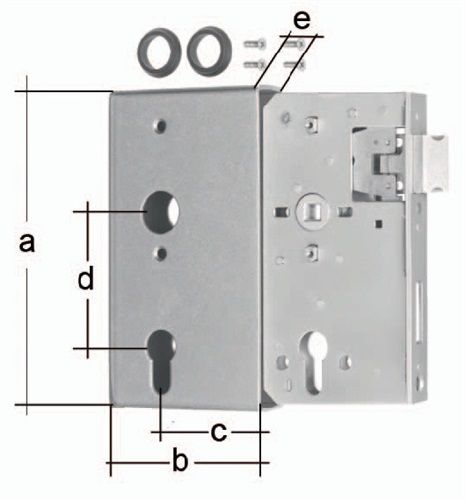 NW-GAH Schlosskasten (DIN links / rechts / Maß A172xB94xC60 mm Maß E 40 mm) - 417055