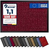 Hochwertige Fußmatte rot schwarz 90x150cm groß für Innen & Außen - Schmutzfangmatte rutschfest, waschbar & wetterfest - Fussmatte für Eingangsbereich & Aussenbereich - Läufer Flur dünn