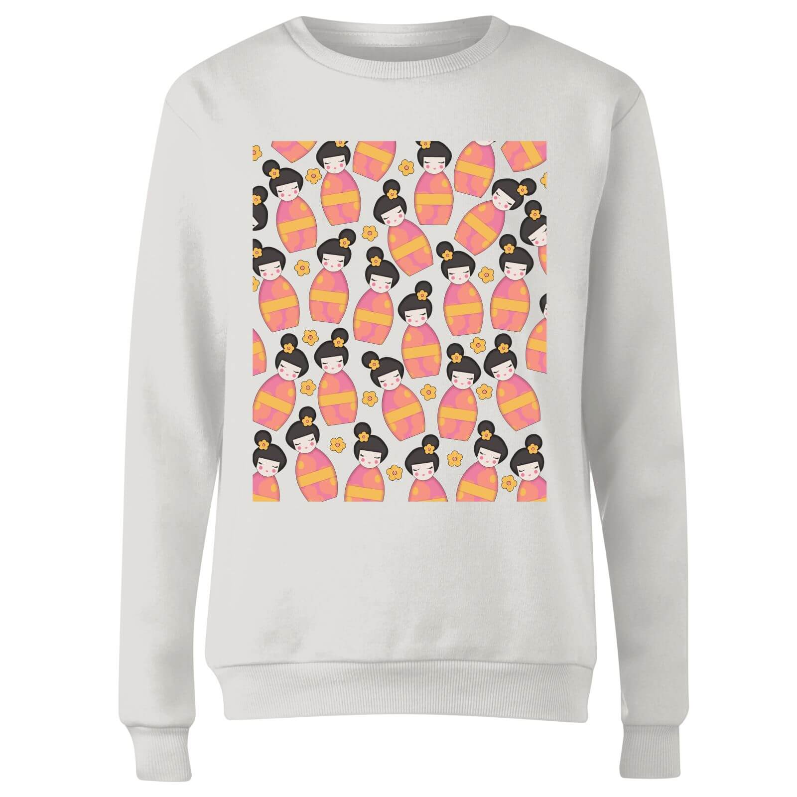 Day Time Geisha Scattered Pattern Women's Sweatshirt - White - XS - Weiß 4