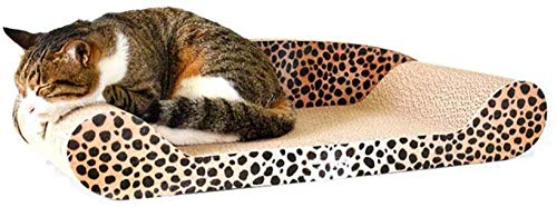 Sofa Cat Scratcher Karton, Cat Bed Schleifpfotenspielzeug ， Wellpappe Cat Scratching Board Pad, Cat Scratch Lounge, Cat Wurf Zurück Katzensofa Verschleißfestes Katzenspielzeug-Leopard||Medium