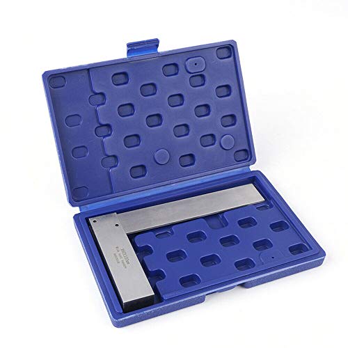 BE-TOOL Ingenieurswinkel aus Stahl, 90-Grad-Lineal zum Messen des rechten Winkels, inklusive Kunststoff-Halter-Box (200 x 125 mm)