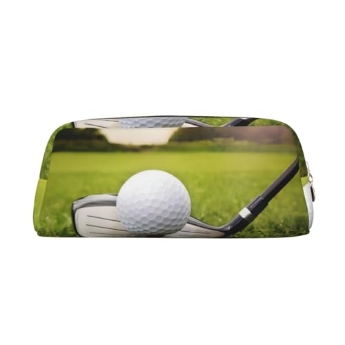 GZYL Federmäppchen mit Golfball-Motiv, Leder, tragbares Federmäppchen, gold, Einheitsgröße, Münzfach