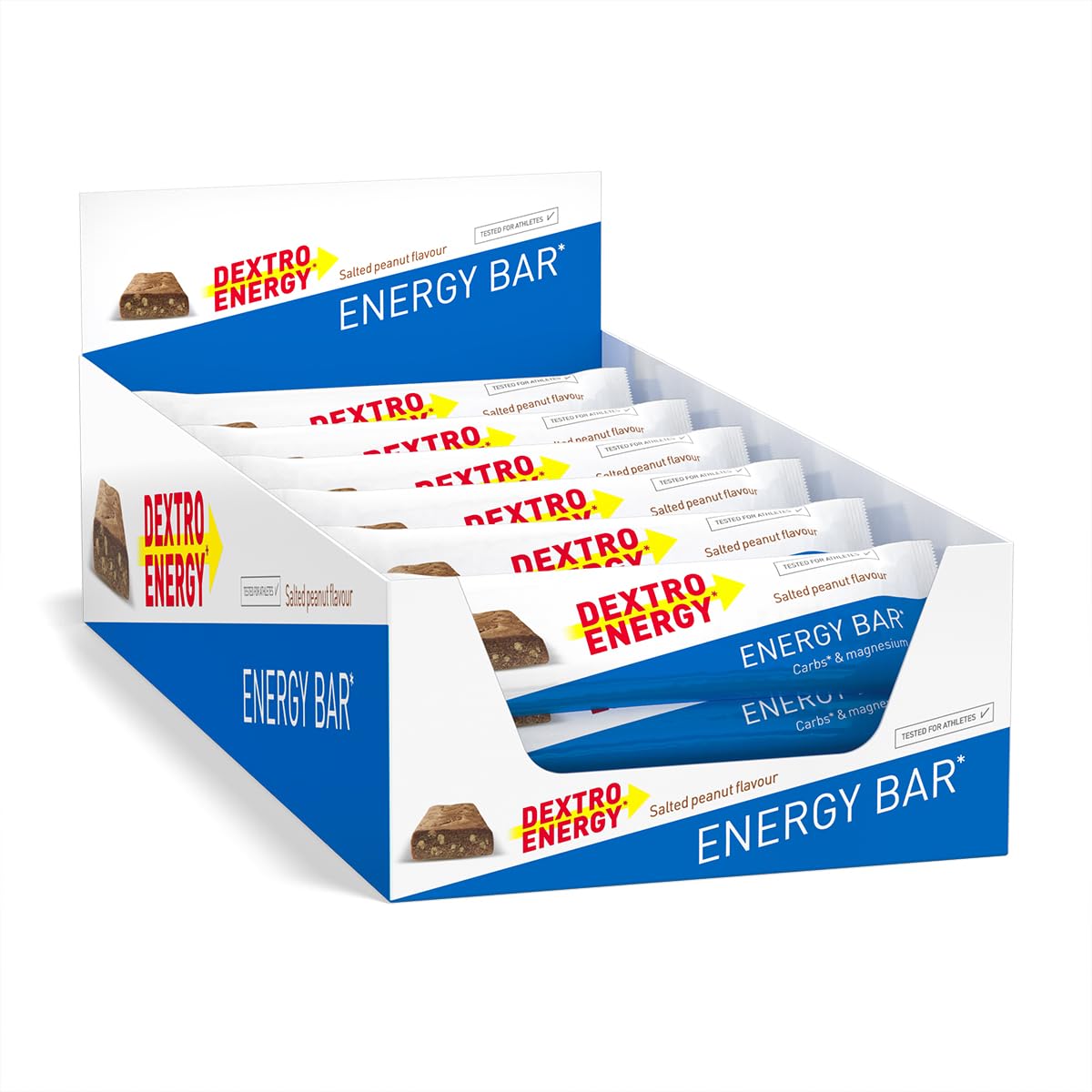 Dextro Energy - Energy Bar - Salted Peanut - High Carb Sportriegel für Energieversorgung - 24er Pack - Mit Zusatz von Magnesium und Protein