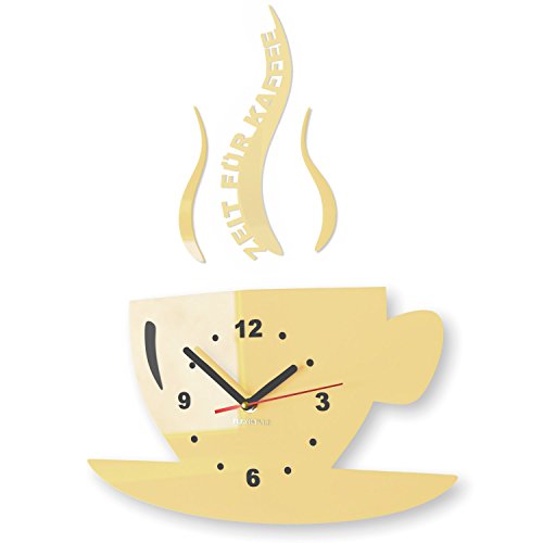 TASSE Zeit für Kaffee Moderne Küche Wanduhr, 3d römisch, wanduhr deko (Vanille)