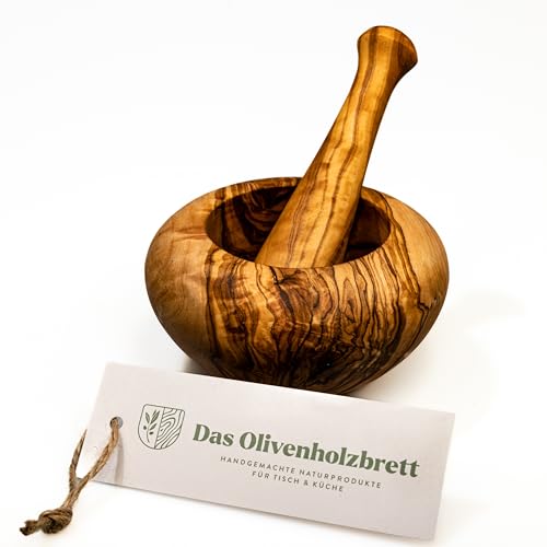 Mörser und Stößel rund ca.16cm aus Olivenholz