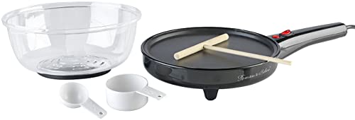 Rosenstein & Söhne 3in1-Crêpe-, Popcornmaker und elektrische Pfanne, 800 Watt, Ø 20 cm