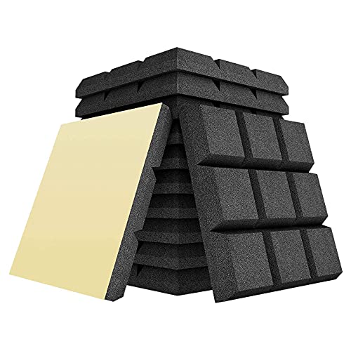 jumbans 12 Packungen Akustik Schaum Klebstoff Platten 2X12X12 Schall Schutz Schaum Platten für Schall DäMmung, 9 Block Fliesen