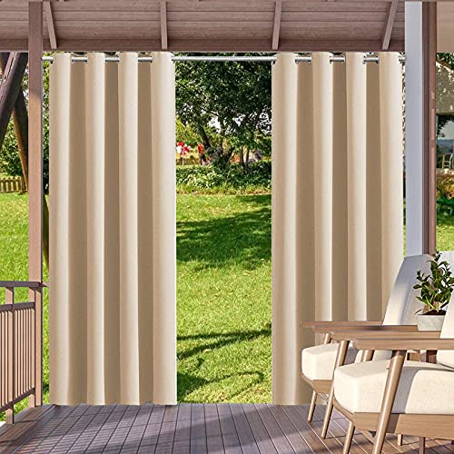 jianyana Outdoor Vorhänge Wasserdicht, Sonnenschutz Sichtschutz Outdoorvorhänge Mit Ösen, für Pergola Balkon Terrasse Veranda Gartenlaube Wohnzimmer, Schlafzimmer