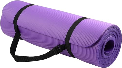 Everyday Essentials Yogamatte, 1,27 cm, extra dick, hohe Dichte, reißfest, mit Tragegurt, Unisex, AP6, violett