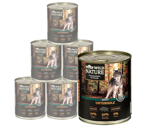 Dehner Wild Nature Hundefutter Adult, Unterholz, 6 x 800 g (4,8 kg)