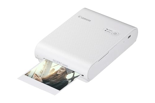 Canon SELPHY SQUARE QX10 Mini-Fotodrucker - mit quadratischem Druck (eingebauter Akku, WLAN, 287 dpi x 287 dpi, USB Kabel, Thermosublimationsdruck) weiß