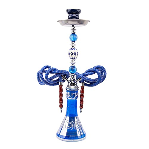 QZH 21" Shisha Set 2 Schlauch Premium Shisha Shisha Kit mit Glasvase, Keramikschale und Kohlezange Aschenbecher für besseres Rauchen