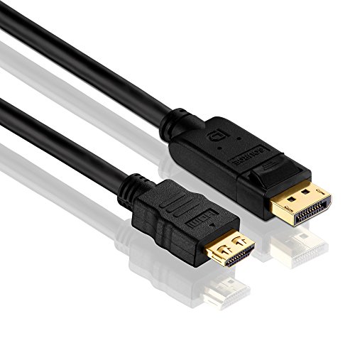 PureLink PI5100-020 DisplayPort auf HDMI Adapterkabel (2K FullHD (1080p), Ethernet), DisplayPort Stecker (20pin) auf HDMI-A Stecker (19pin), zertifiziert, 2,00m, schwarz