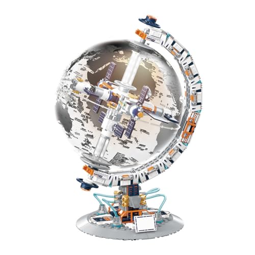 Brickddyin Weltraumstation Globe Modell-Thema Bauklötze Set, 1000+ Stück Weltraum Baukasten, Wissenschaft Astronomie Geschenkidee für Sammler Weltraumfans Erwachsene