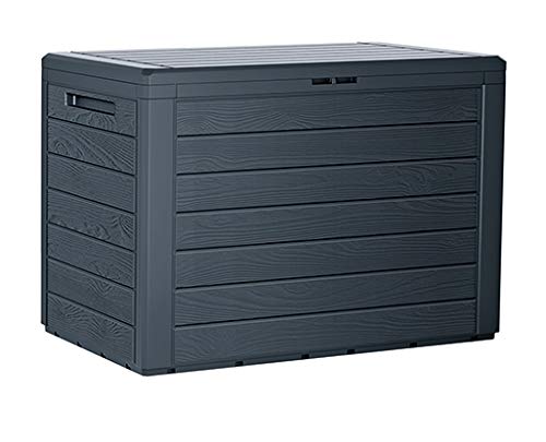 rg-vertrieb Gartenbox Auflagenbox 190L Truhe Box Gartentruhe Holz-Optik Woode Kissenbox Gartenkasten (Anthrazit)
