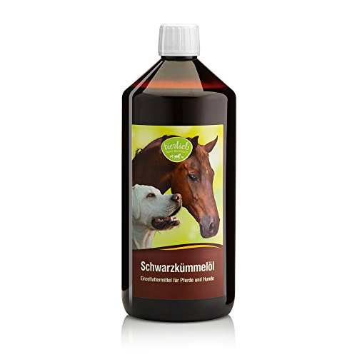 tierlieb Sanct Bernhard Schwarzkümmelöl für Pferde und Hunde, mit wertvollem Öl aus Echtem Schwarzkümmel (Nigella sativa), Inhalt 1 Liter