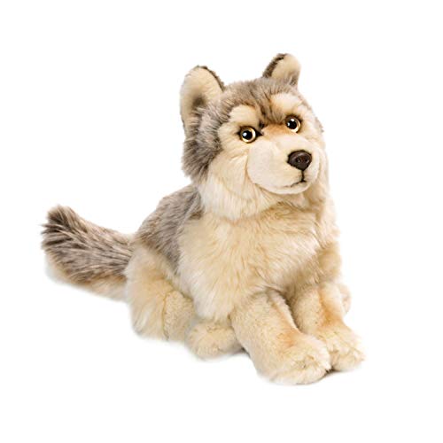 WWF WWF00357 Plüsch Wolf, realistisch gestaltetes Plüschtier, ca. 25 cm groß und wunderbar weich